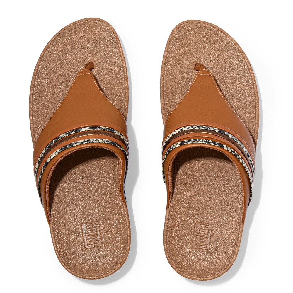 Fitflop Womens Sandals - Olive Snake-bangle Toe-post - Brown - 103-RZCYSO